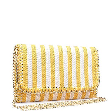 LUX MONA STRIPED CANVAS FASHION CLUTCH BAG  JY15965