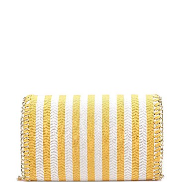 LUX MONA STRIPED CANVAS FASHION CLUTCH BAG  JY15965