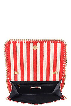 LUX MONA STRIPED CANVAS FASHION CLUTCH BAG  JY15965