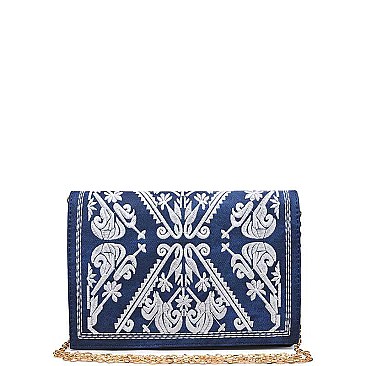 LUX REGINA COATED DENIM FASHION CLUTCH BAG JY15970