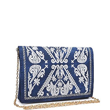 LUX REGINA COATED DENIM FASHION CLUTCH BAG JY15970