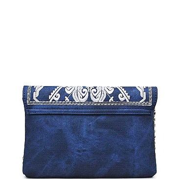 LUX REGINA COATED DENIM FASHION CLUTCH BAG JY15970