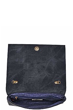 LUX REGINA COATED DENIM FASHION CLUTCH BAG JY15970