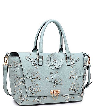 CHIC SMOOTH VEGAN LEATHER PARIS SATCHEL BAG JY16176