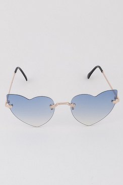 Pack of 12 Fashionable Cute Rimless Heart Sunglasses