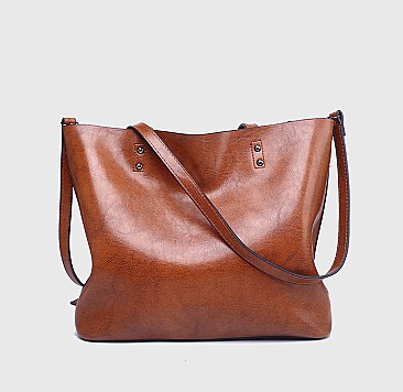 Large Size Faux Leather Tote Bag