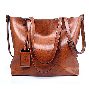 Large Size Faux Leather Tote Bag