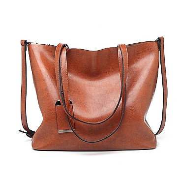 Large Size Faux Leather Tote Bag