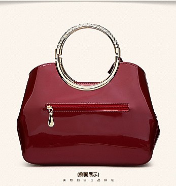 ROUND HANDLE GLOSSY BOUTIQUE SATCHEL