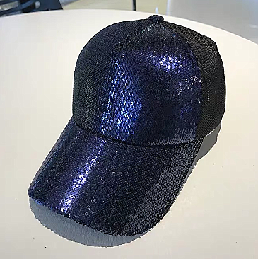 SEQUIN SHINEY MESH BACK BASEBALL CAP