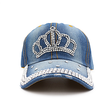 Rhinestone Crown Denim Cap