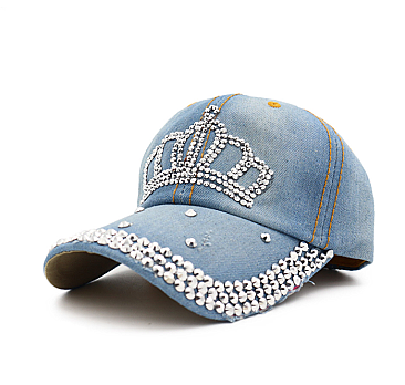 Rhinestone Crown Denim Cap