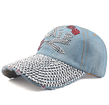 "I DO HAIR" Studded Distressed Denim Cap