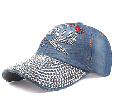 "I DO HAIR" Studded Distressed Denim Cap