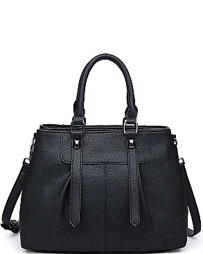 LUXURIOUS PEBBLED VEGAN LEATHER AUSTIN SATCHEL BAG JY16441