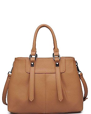 LUXURIOUS PEBBLED VEGAN LEATHER AUSTIN SATCHEL BAG JY16441