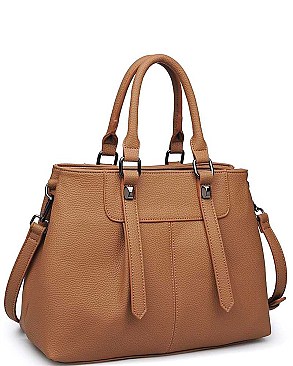 LUXURIOUS PEBBLED VEGAN LEATHER AUSTIN SATCHEL BAG JY16441