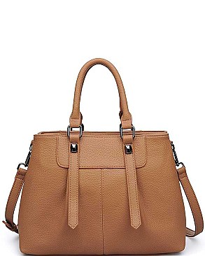 LUXURIOUS PEBBLED VEGAN LEATHER AUSTIN SATCHEL BAG JY16441