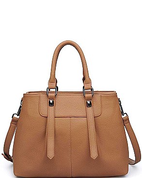 LUXURIOUS PEBBLED VEGAN LEATHER AUSTIN SATCHEL BAG JY16441