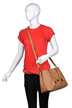 LUXURIOUS PEBBLED VEGAN LEATHER AUSTIN SATCHEL BAG JY16441