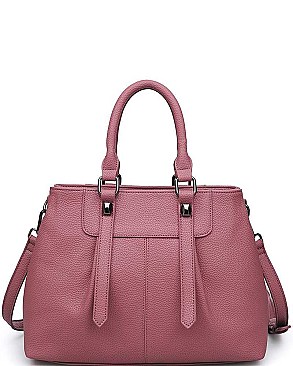 LUXURIOUS PEBBLED VEGAN LEATHER AUSTIN SATCHEL BAG JY16441