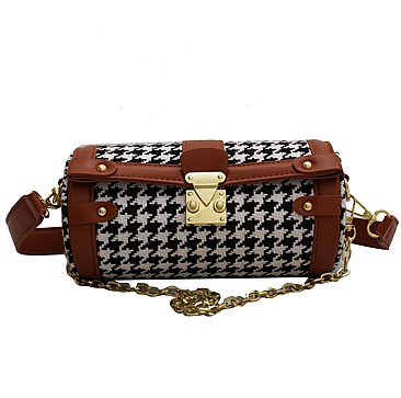 CHECKER CYLINDRICAL PUSH-LOCK CROSSBODY