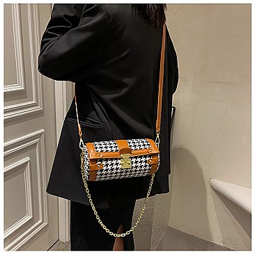 CHECKER CYLINDRICAL PUSH-LOCK CROSSBODY