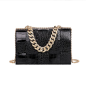 CROCODILE CHAIN STRAP SHOULDER MESSENGER BAG