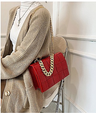 CROCODILE CHAIN STRAP SHOULDER MESSENGER BAG