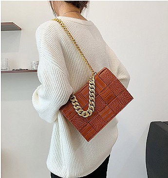 CROCODILE CHAIN STRAP SHOULDER MESSENGER BAG