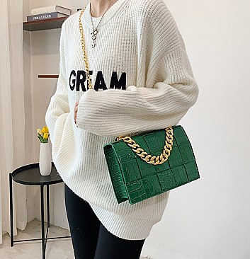 CROCODILE CHAIN STRAP SHOULDER MESSENGER BAG