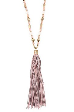LEATHER TASSEL BEAD NECKLACE SET