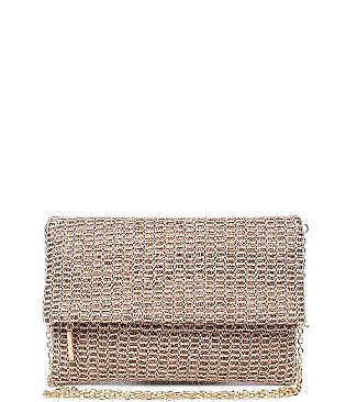 LUXURY CLEO WOVEN VINYL CLUTCH BAG WITH CHAIN STRAP JY-16643ML