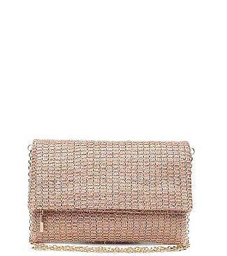 LUXURY CLEO WOVEN VINYL CLUTCH BAG WITH CHAIN STRAP JY-16643ML