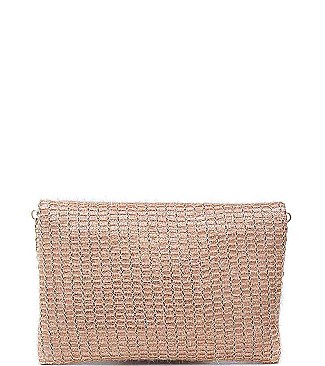 LUXURY CLEO WOVEN VINYL CLUTCH BAG WITH CHAIN STRAP JY-16643ML
