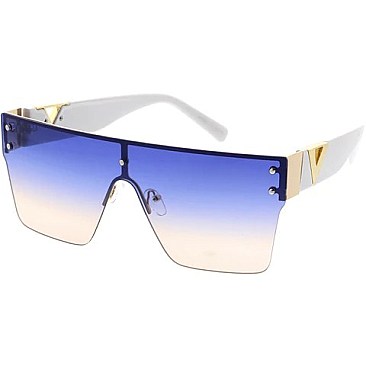 Pack of 12 Exposed Shield Sunglasses with Gold Detail Temples