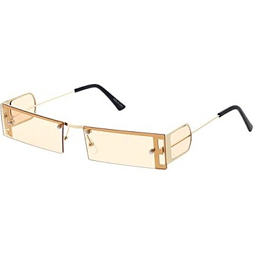 Pack of 12 rimless square sunglasses with Rim Side Visor