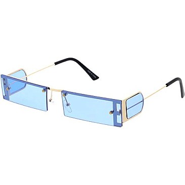 Pack of 12 rimless square sunglasses with Rim Side Visor