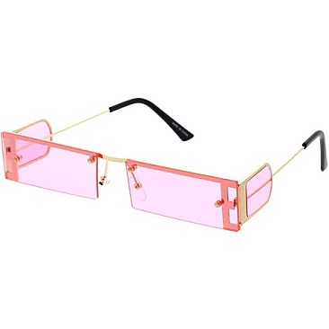 Pack of 12 rimless square sunglasses with Rim Side Visor