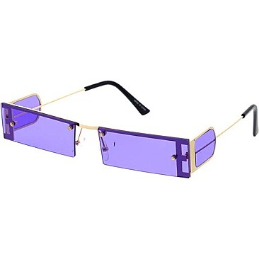 Pack of 12 rimless square sunglasses with Rim Side Visor