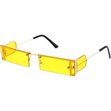 Pack of 12 rimless square sunglasses with Rim Side Visor