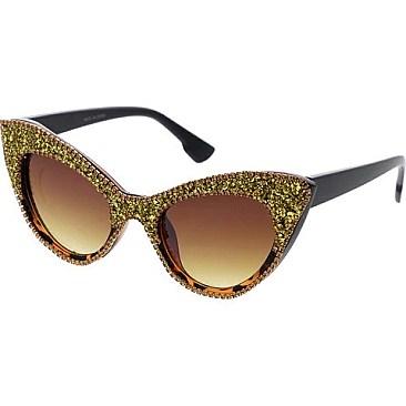 Pack of 12 Assorted Color CAT EYE  Rhinestone Sunglasses