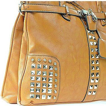 Rhinestone Studded Padlock Tote