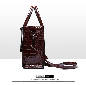 3 in 1 Patent Crocodile Quality Satchel Set