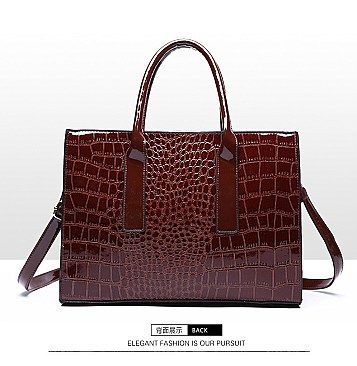 3 in 1 Patent Crocodile Quality Satchel Set