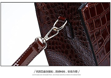 3 in 1 Patent Crocodile Quality Satchel Set