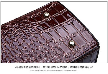 3 in 1 Patent Crocodile Quality Satchel Set