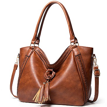 Braided Ring Fringe Shoulder Bag Hobo