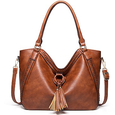 Braided Ring Fringe Shoulder Bag Hobo