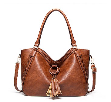 Braided Ring Fringe Shoulder Bag Hobo